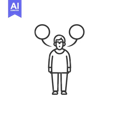 Premium design asset: Person with two speech bubbles above their head