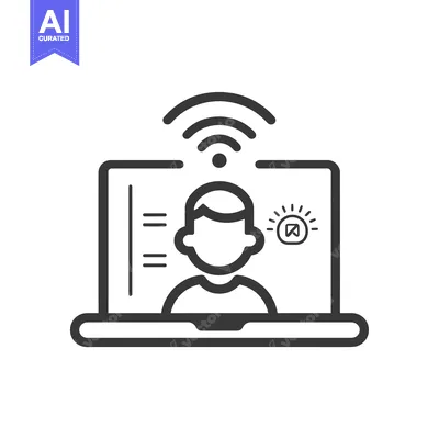 Aset desain premium: Person with Wifi Signal on Laptop Screen