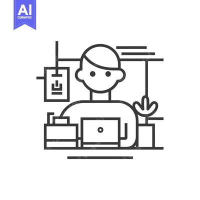 Aset premium populer: Person Working at a Desk with a Laptop, Documents, and a Plant
