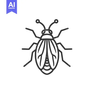 Aset premium populer: Minimalist Line Art: Detailed Beetle Illustration on White Background
