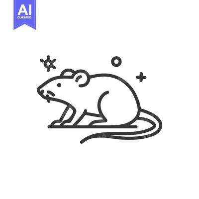 Premium design asset: Minimalist Rat Icon with Sparkling Elements, Clean Line Art Design