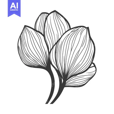 Aset premium populer: A simple line art illustration of clustered stylized leaves