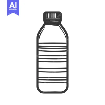 Simple sketch of a sealed plastic drinking water bottle is shown