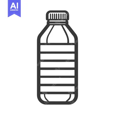 Aset desain premium: A monochrome illustration depicts a closed plastic bottle shape