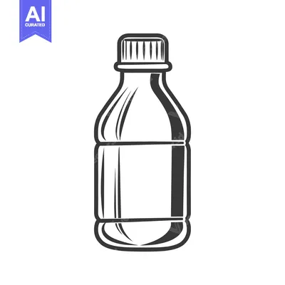 A simple illustration of a plastic bottle and its cap