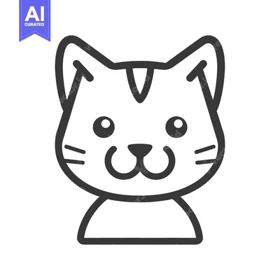 Aset desain premium: A simple and friendly illustration of a cartoon cat face