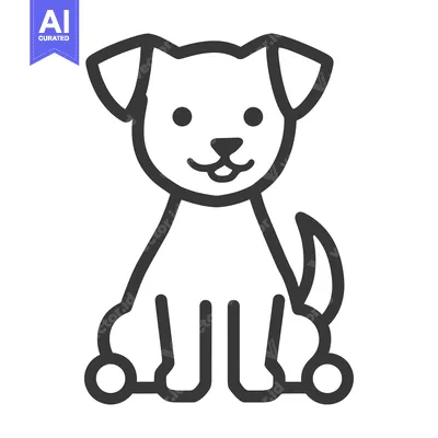 Aset premium populer: Adorable simplistic dog illustration shows a friendly canine in sittin