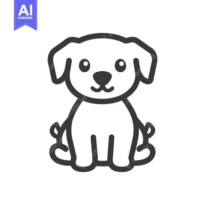 Aset desain premium: A cute stylized illustration of a small sitting puppy dog