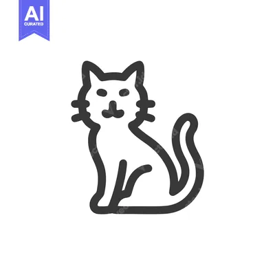 Premium design asset: Minimalist Cat Icon: Simple Line Art of Seated Feline