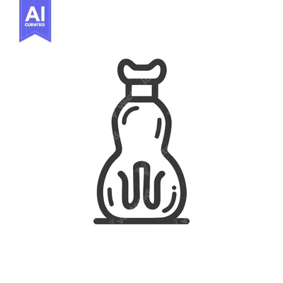 Stylized Outline Icon of a Sandbag with Curvilinear Details on White
