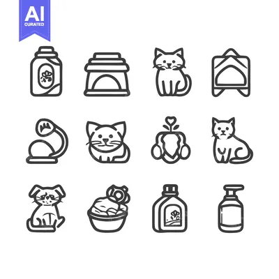 Popular premium asset: Minimalist Line Art Icons: Pets, Plants, and Household Items on White