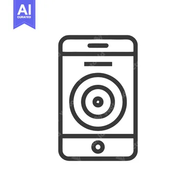 Aset premium populer: Minimalist Smartphone Icon with Target Symbol on Screen, Outline Style