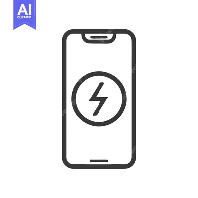 Aset premium populer: Minimalist Smartphone Icon with Charging Symbol, Black and White Desig