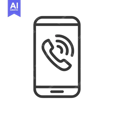 Smartphone with Phone Call Icon, Minimalist Line Art Design