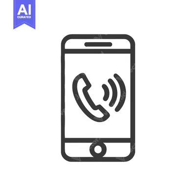 Aset desain premium: Minimalist Smartphone Icon with Incoming Call Symbol on White Backgrou