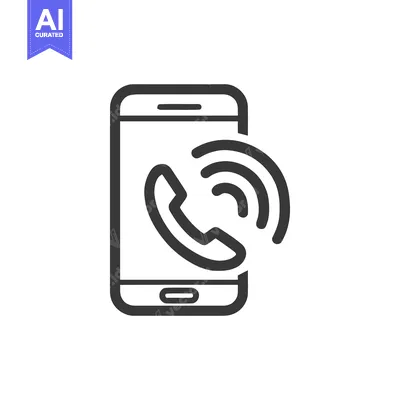 Aset desain premium: Smartphone Ringing Icon: Bold Outline of Mobile Phone with Call Symbol