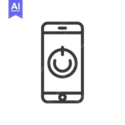 Aset desain premium: Smartphone Power Icon: Minimalist Line Art for Mobile Device Control