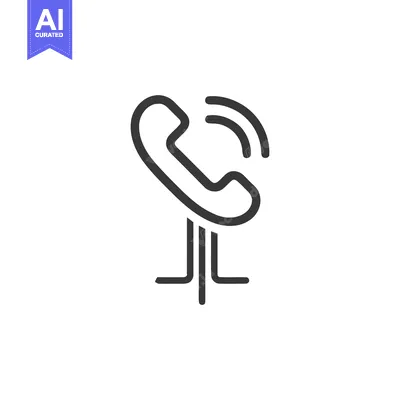 Aset desain premium: Ringing Phone Icon: Retro Handset with Signal Waves, Minimalist Design