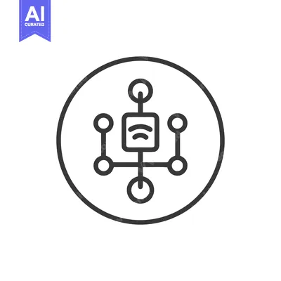 Aset premium populer: Minimalist Wireless Network Icon in Circle, Black Outline on White