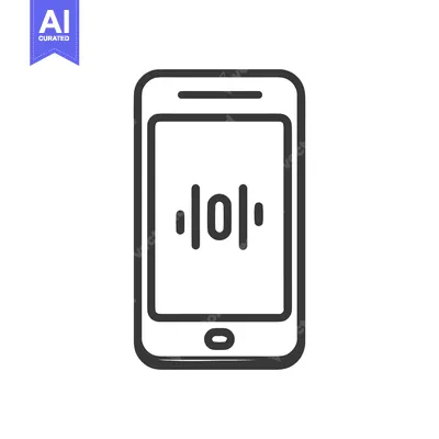 Smartphone Voice Recording Icon: Minimalist Black and White Design