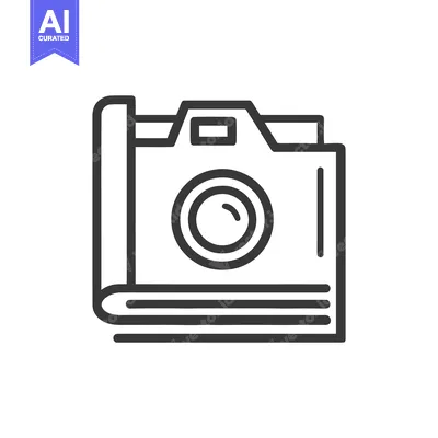Camera Icon on Book Cover, Photography Education Symbol, Minimalist De
