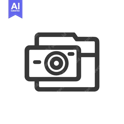 Aset desain premium: Camera Icon in Folder: Photography Archive Symbol, Modern Line Art