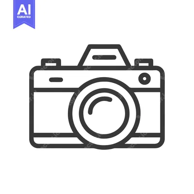 Minimalist Camera Icon: Bold Outline on White Background