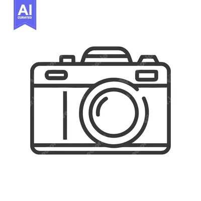 Aset desain premium: Minimalist Camera Icon: Sleek Line Art for Photography Concepts