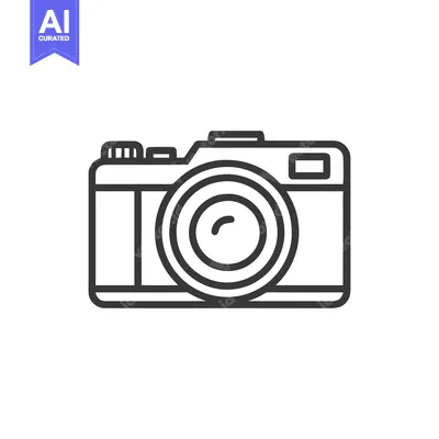 Aset desain premium: Minimalist Camera Icon: Clean Line Art for Photography Concepts