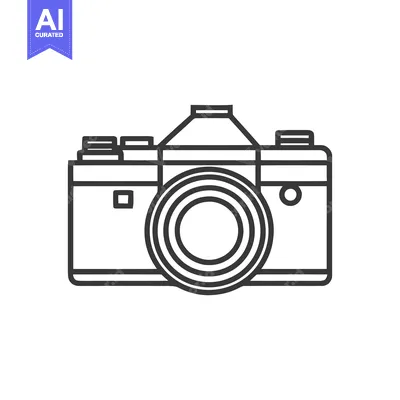 Aset premium populer: Minimalist Camera Icon: Clean Line Art for Photography Concepts