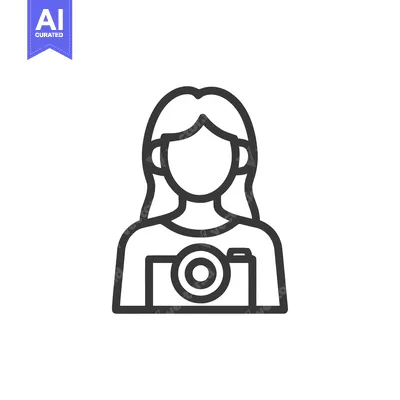 Popular premium asset: Photographer Icon: Woman with Camera, Minimalist Line Art Design