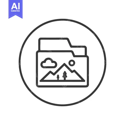 Premium design asset: Minimalist Folder Icon with Mountain Landscape Inside, Encapsulated in