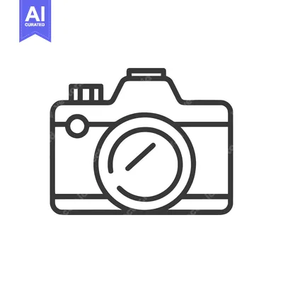 Aset premium populer: Minimalist Camera Icon: Clean Line Art on White Background