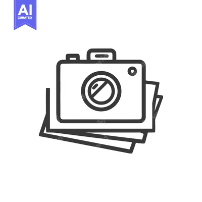 Camera and Photos Icon: Minimalist Line Art Illustration