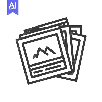 Aset desain premium: Stacked Photos Icon: Mountain Landscape Memories, Minimalist Design