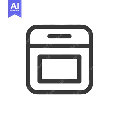 Aset desain premium: Minimalist Oven Icon: Rounded Edges, Bold Line, Modern Design