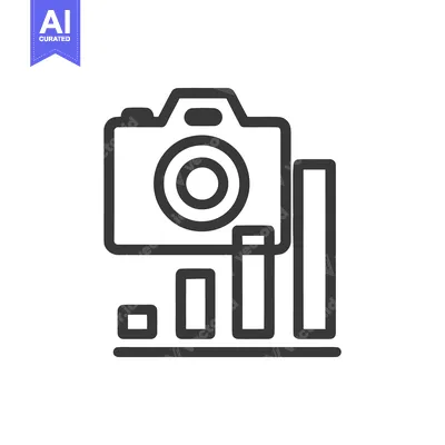 Aset premium populer: Photography Business Growth Icon: Camera with Rising Bar Graph, Minima