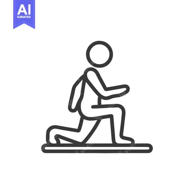 Minimalist Line Art: Person Kneeling, Exercise Pose, Fitness Icon