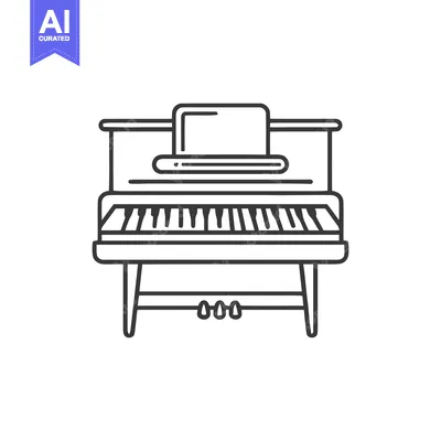 Aset desain premium: Minimalist Piano Line Art: Elegant Musical Instrument Illustration on