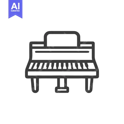 Aset desain premium: Minimalist Piano Icon: Elegant Outline of a Classic Instrument