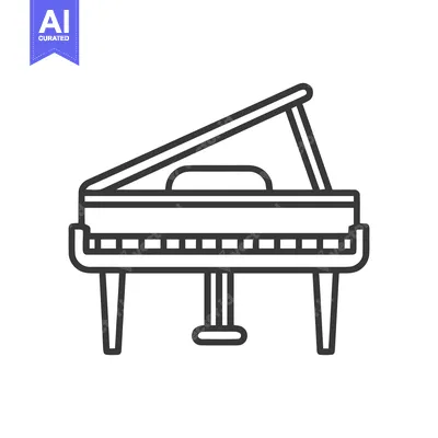 Aset desain premium: Grand Piano Outline Icon, Musical Instrument, Elegant Design, Minimali