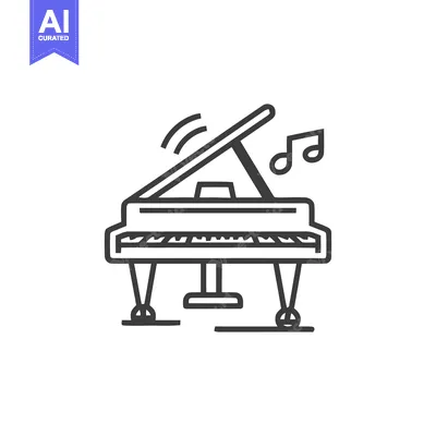 Popular premium asset: Elegant Grand Piano Outline Icon with Musical Notes and Sound Waves
