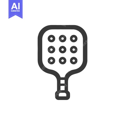 Minimalist Pickleball Paddle Icon with Nine Holes, Bold Outline
