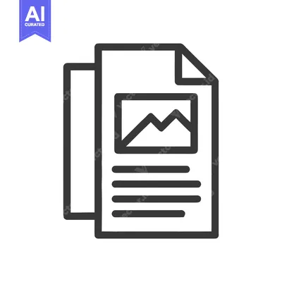 Aset premium populer: Document Icon with Mountain Image and Text Lines, Dark Gray Outline