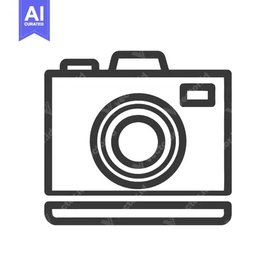 Aset desain premium: Minimalist Camera Icon: Bold Outline, Modern Design, Photography Symbo