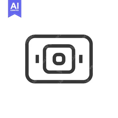 Minimalist Dark Grey Icon of a Camera Lens on White Background