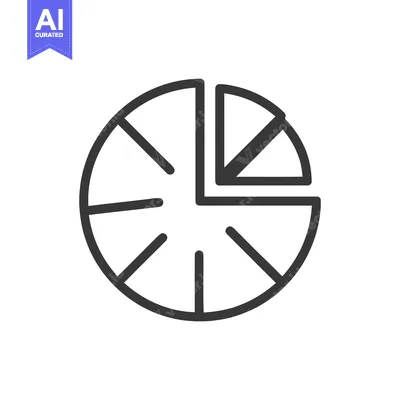 Simple Black and White Pie Chart Icon with Slices