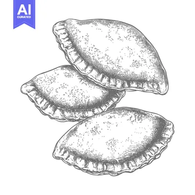 Aset premium populer: Three hand drawn food items stacked closely on white background