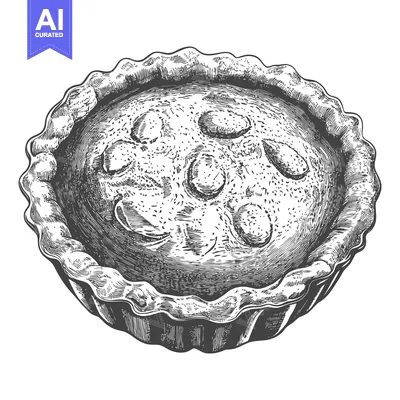A small round baked tart with nuts on its surface