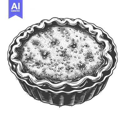 A Detailed Engraved Illustration Of A Delicious Round Tart